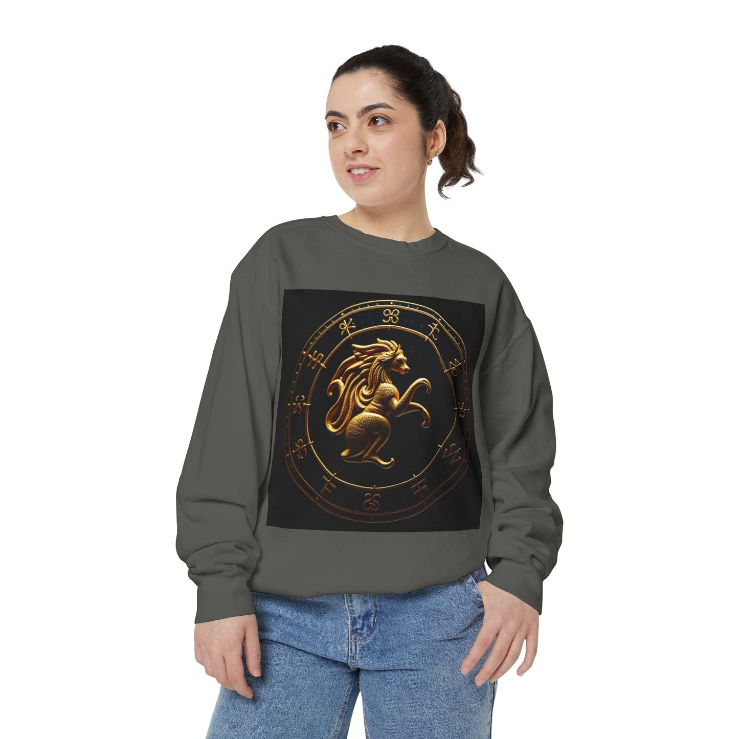 Garment-Dyed Sweatshirt, Unisex, Space Animal Design v1, Virgo
