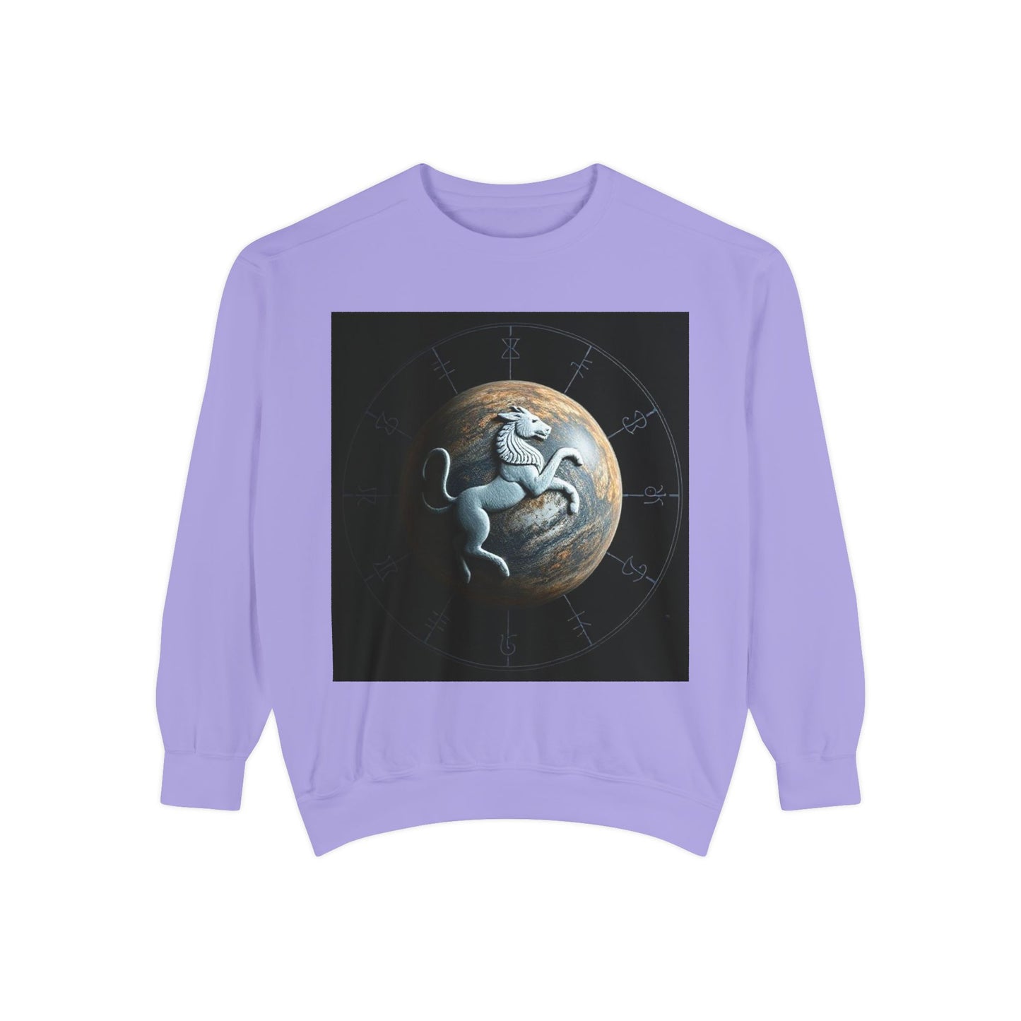 Garment-Dyed Sweatshirt, Unisex, Space Animal Design, Aquarius