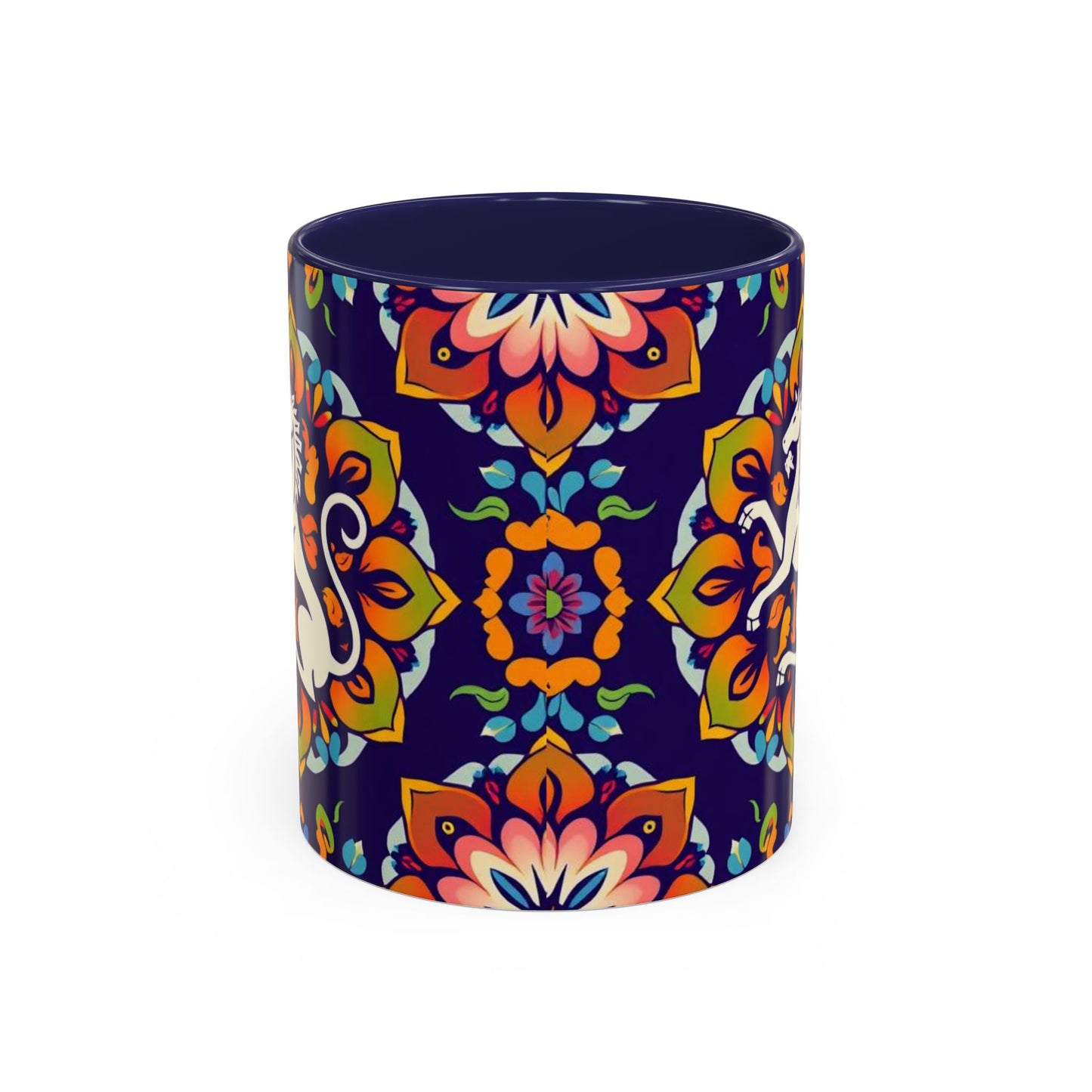 Accent Coffee Mug, Virgo, Zodiac v4. Flower Pattern, (11, 15oz)