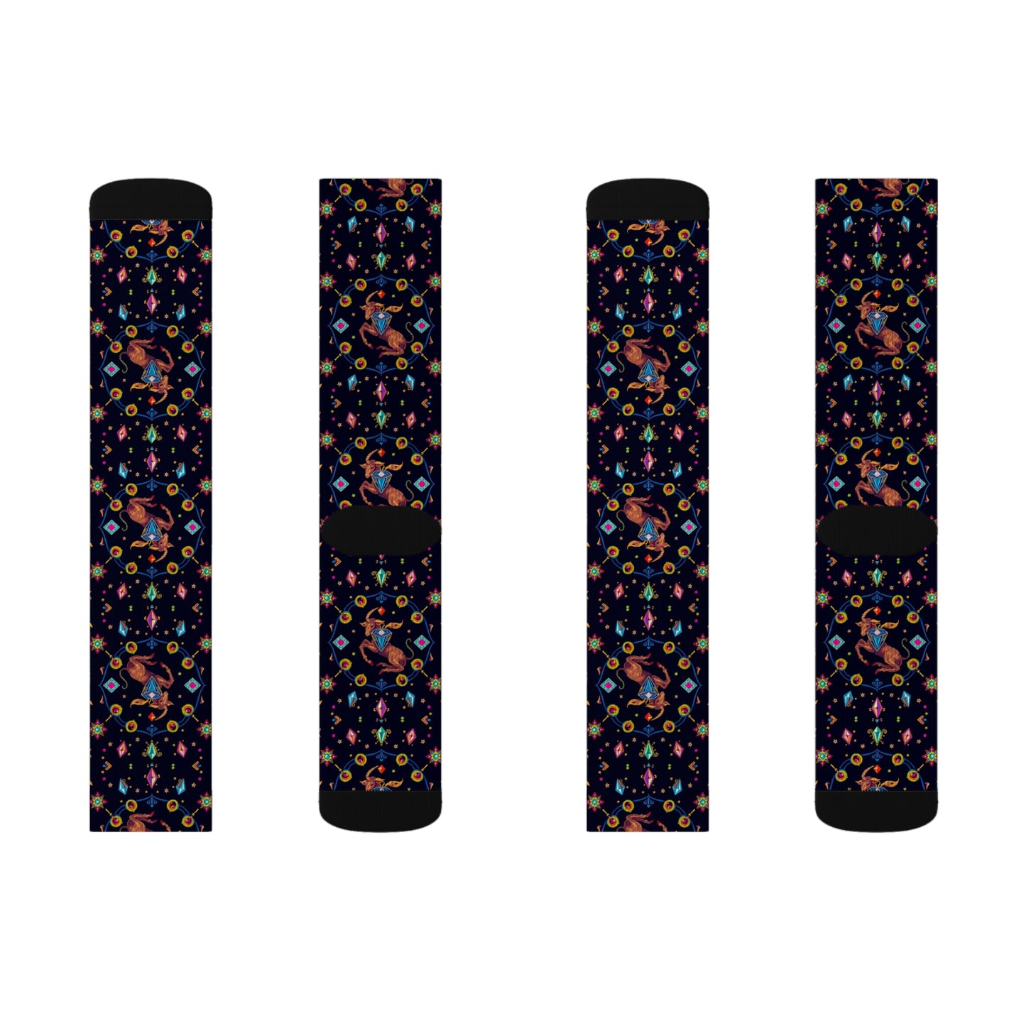 Sublimation Socks, Capricorn, Zodiac v2, Jewel Pattern