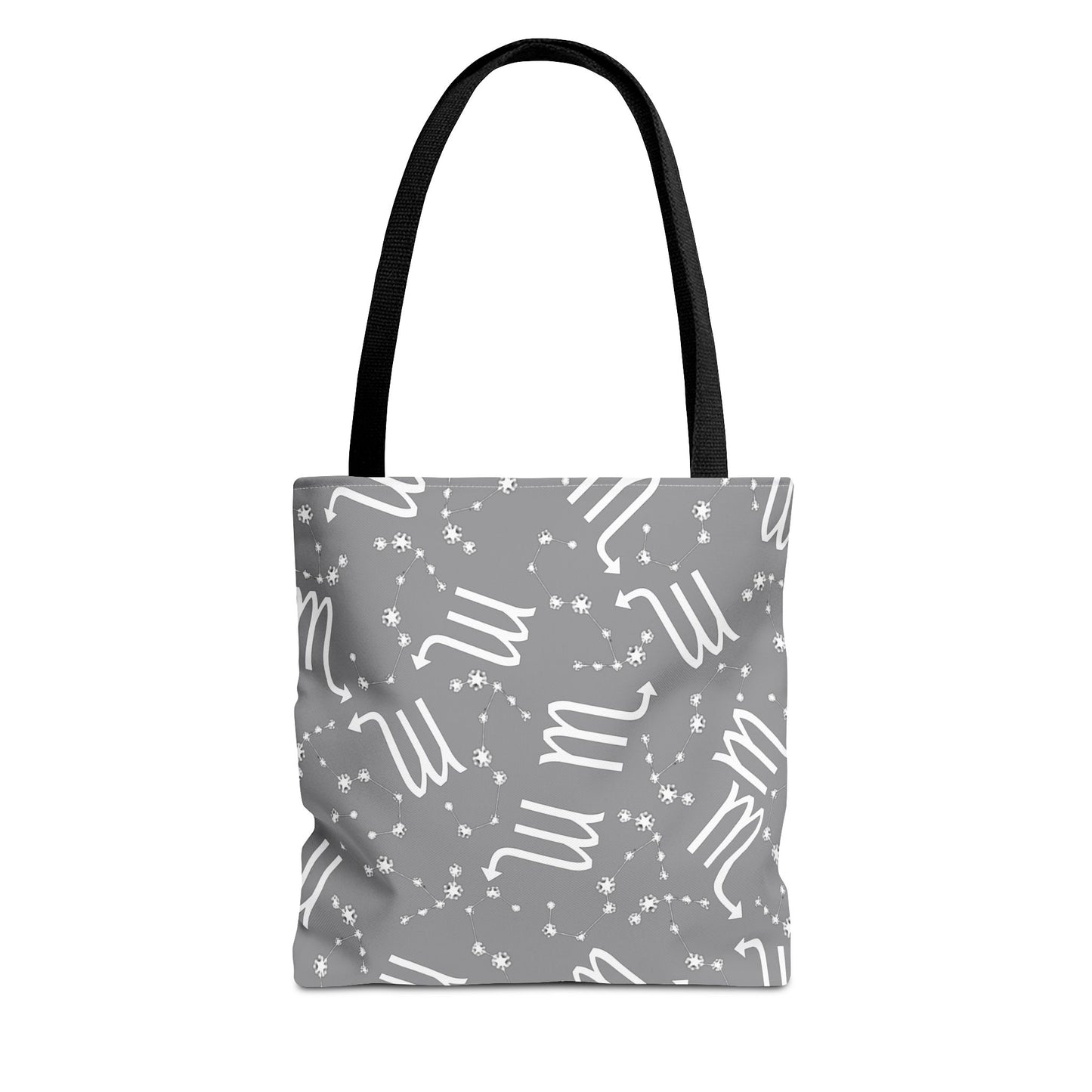 Tote Bag, Scorpio Zodiac Sign, AOP, (Grey, White)