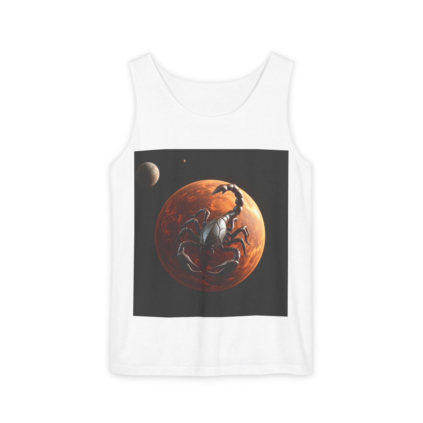 Unisex Garment-Dyed, Tank Top, Scorpio Design, Planet Symbol, 100% US cotton