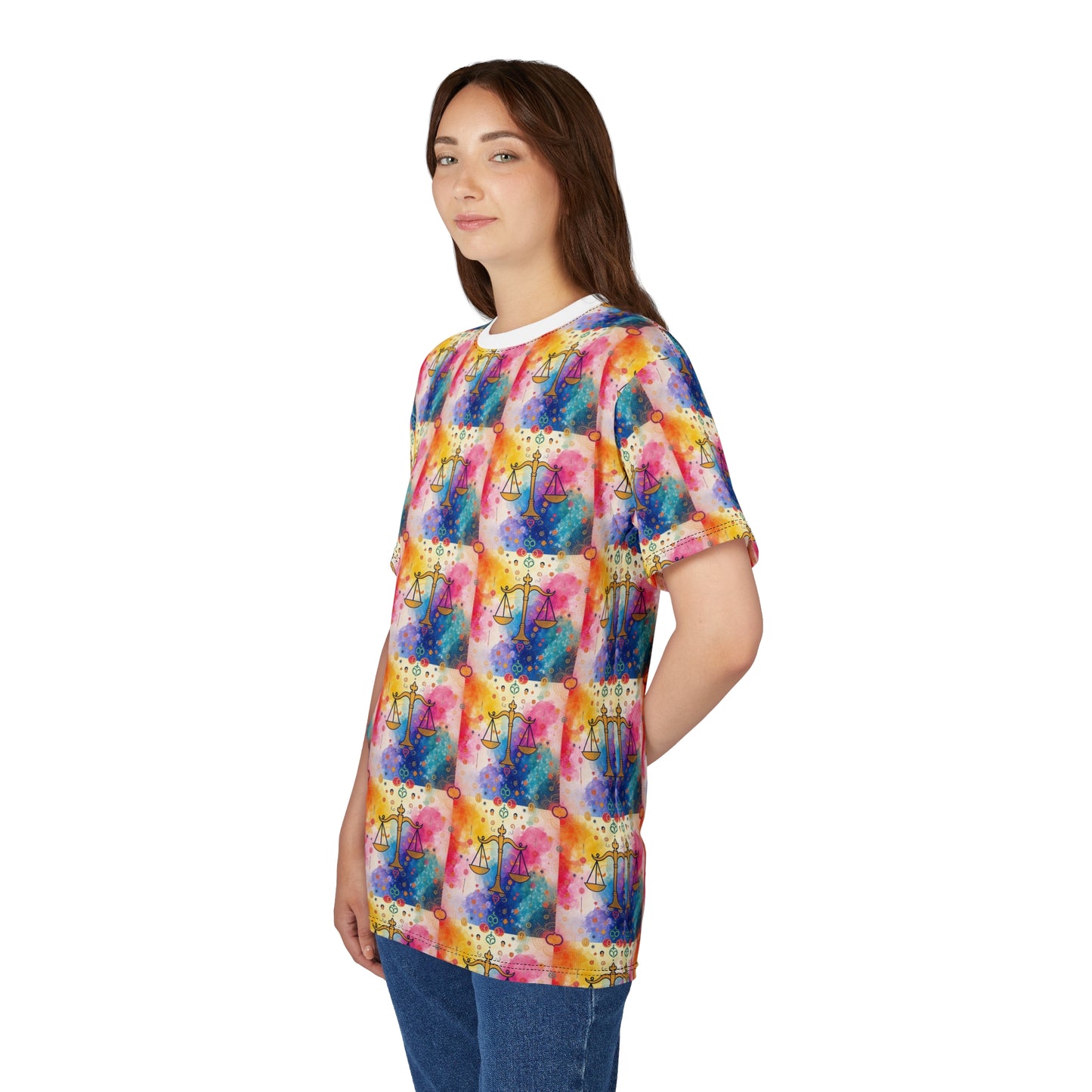 Unisex Cut & Sew T-Shirt, AOP, Libra, Zodiac v1, Pattern