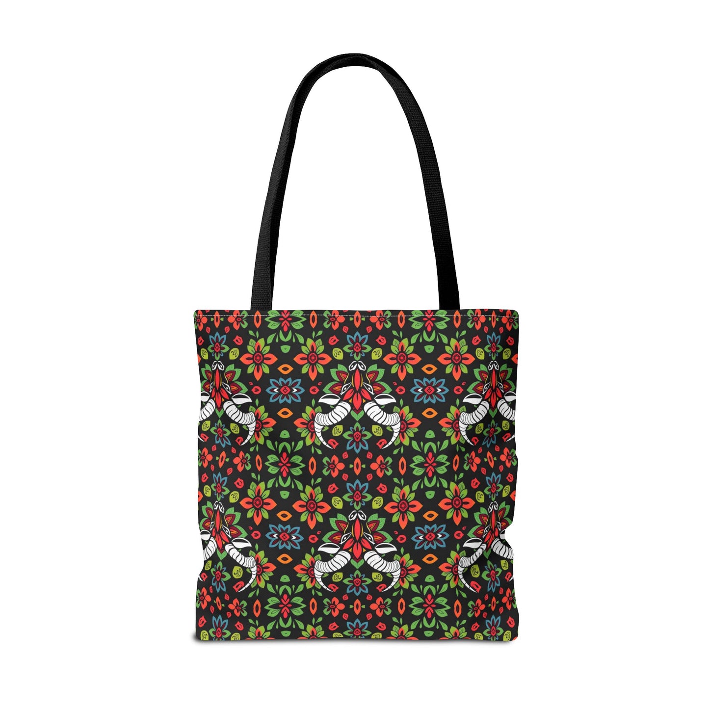 Tote Bag (AOP), Taurus, Zodiac v1, Flower Pattern