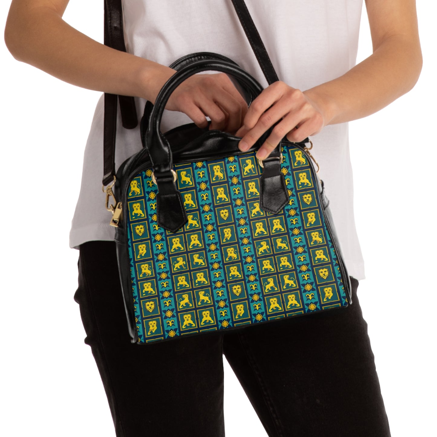 Shoulder Handbag, Leo, Zodiac, Shapes Pattern