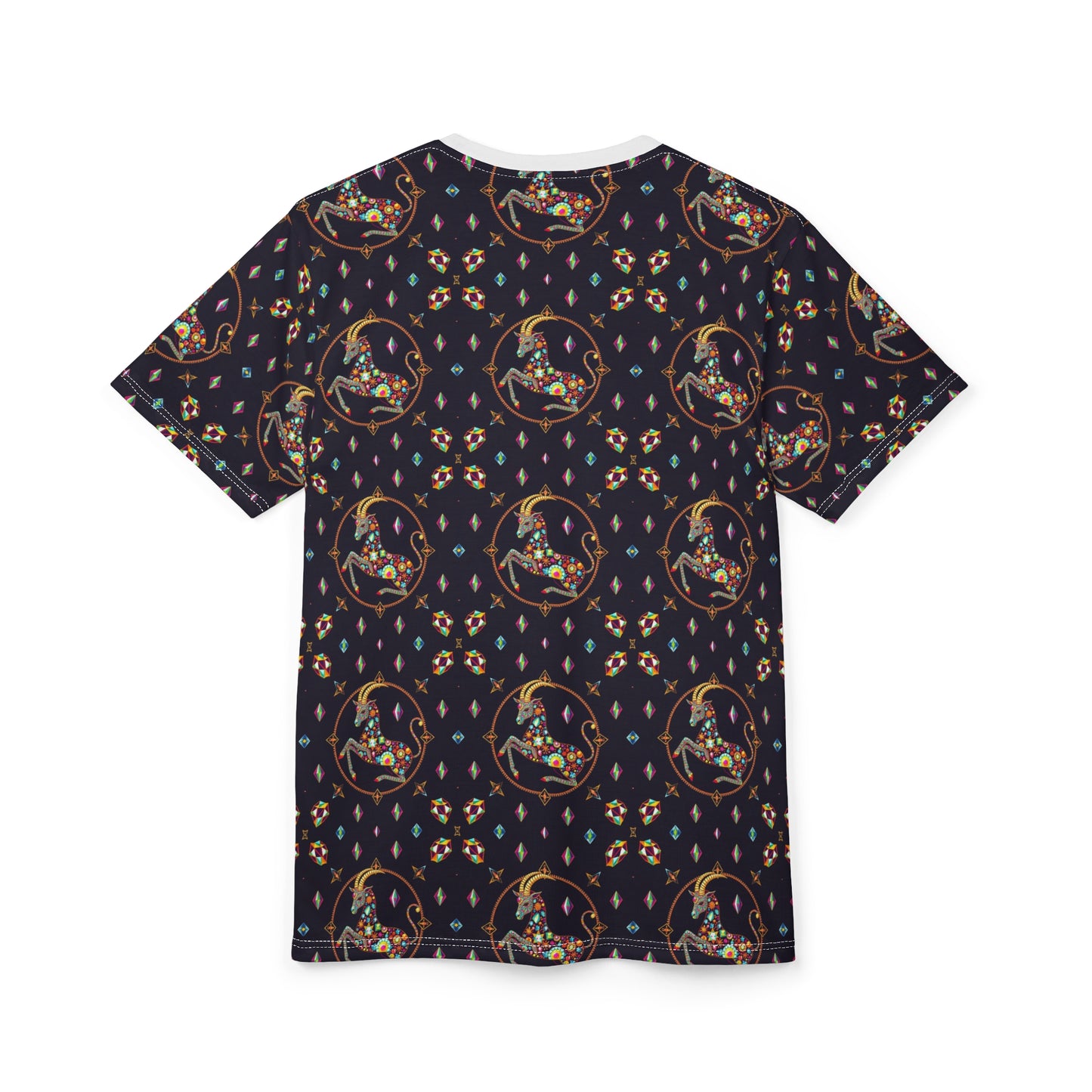 Unisex Cut & Sew T-Shirt, (AOP), Capricorn, Zodiac, Jewels Pattern