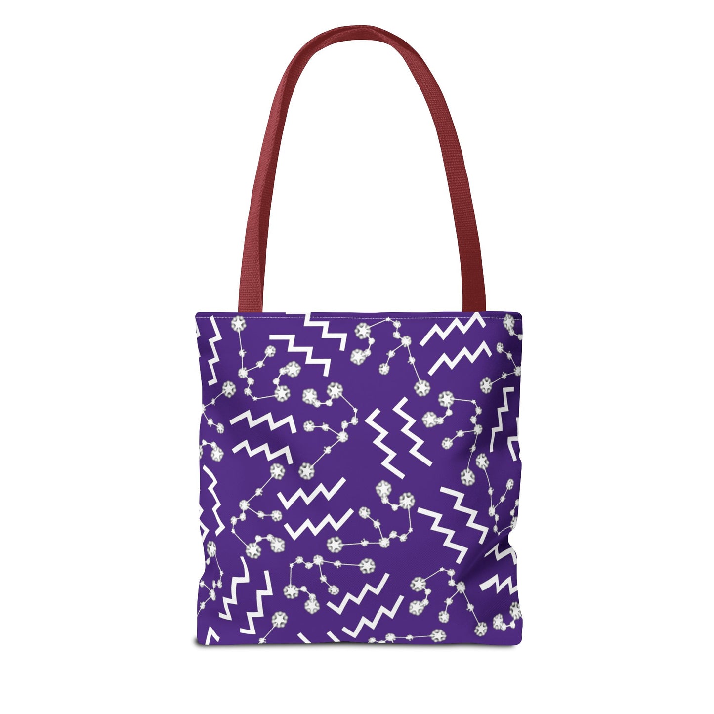 Tote Bag, Aquarius Zodiac Sign, AOP, (Purple, White)