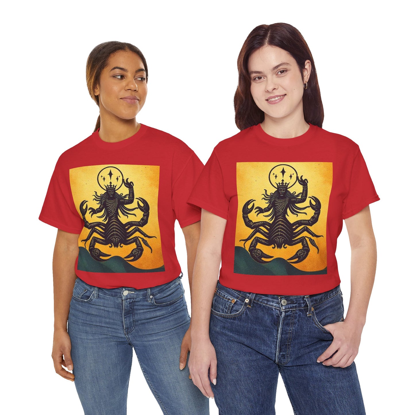 Unisex Heavy Cotton T-Shirt, Scorpion King, Print Art v1, Scorpio Zodiac Design