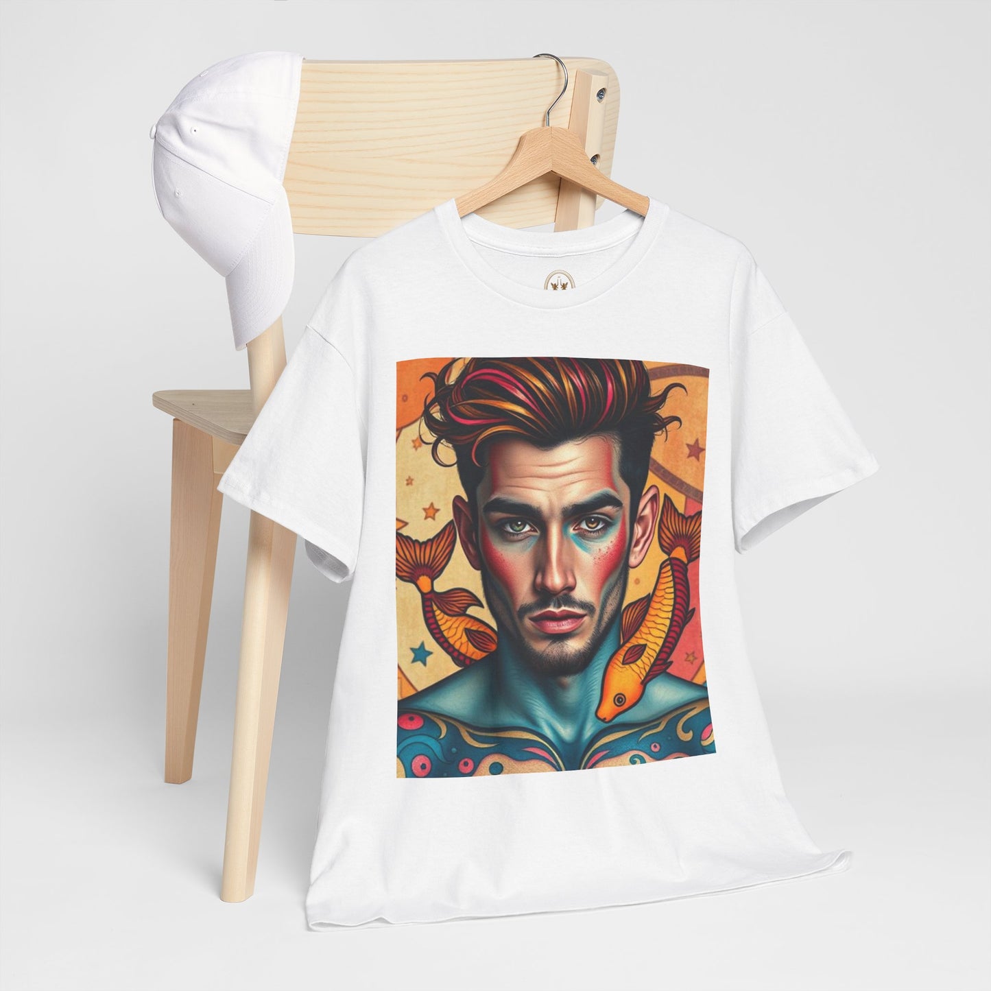 Unisex Heavy Cotton T-Shirt, Pisces, Zodiac v2, Sexy Art