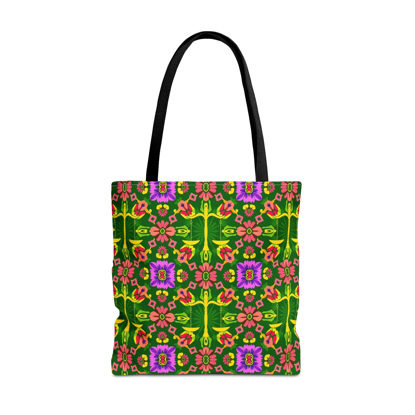 Tote Bag (AOP), Libra, Zodiac, Flower Pattern