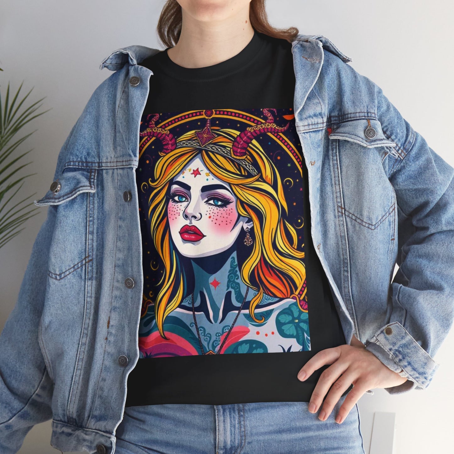 Unisex Heavy Cotton T-Shirt, Virgo, Zodiac v2, Sexy Art