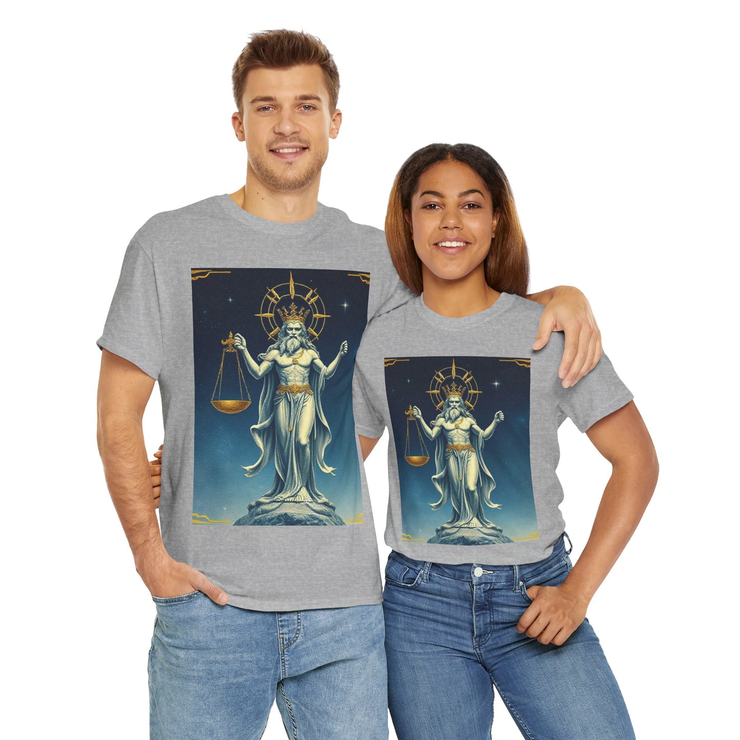 Unisex Heavy Cotton T-Shirt Space v2, Libra God, Zodiac Design