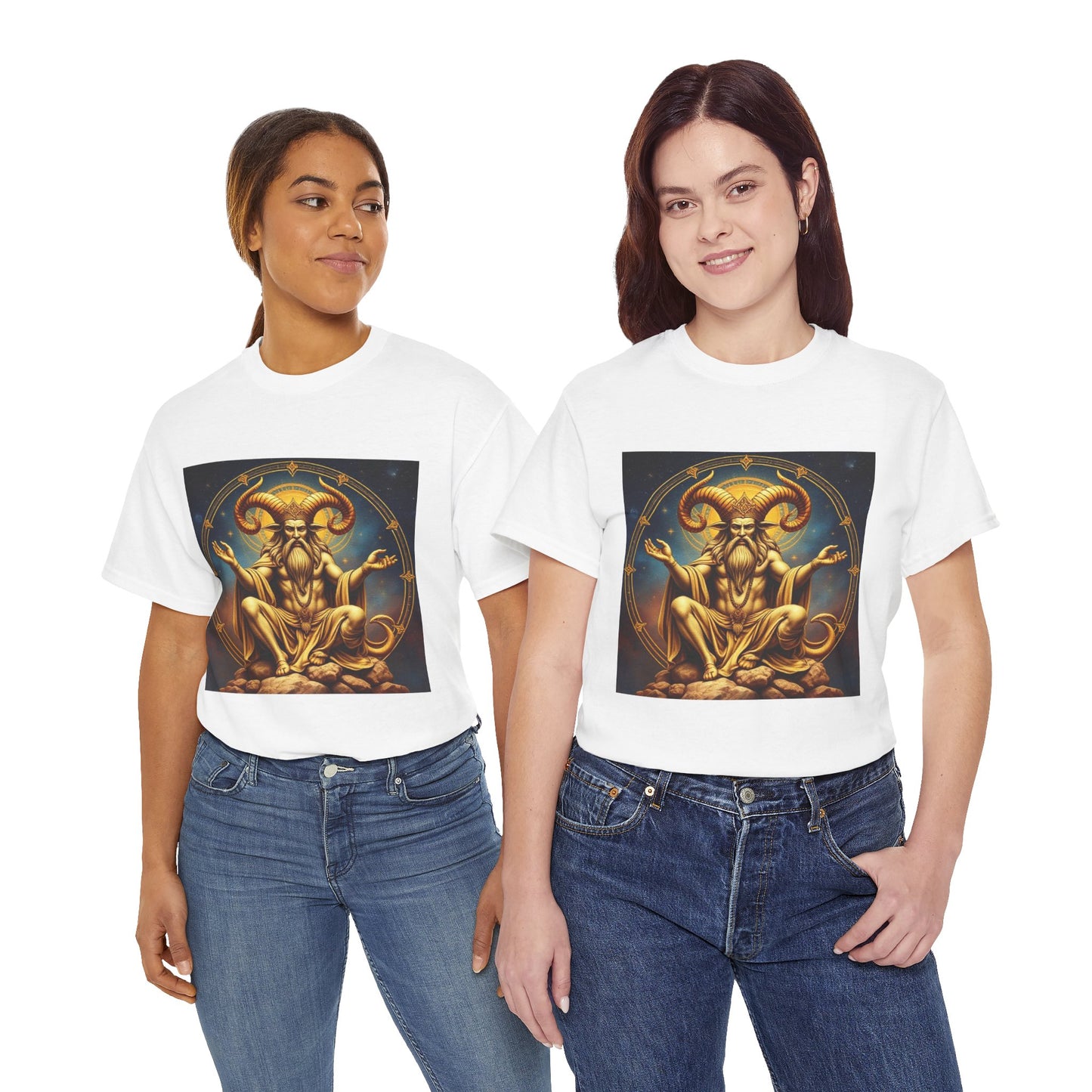 Unisex Heavy Cotton T-Shirt, On The Throne, Taurus Zodiac Design