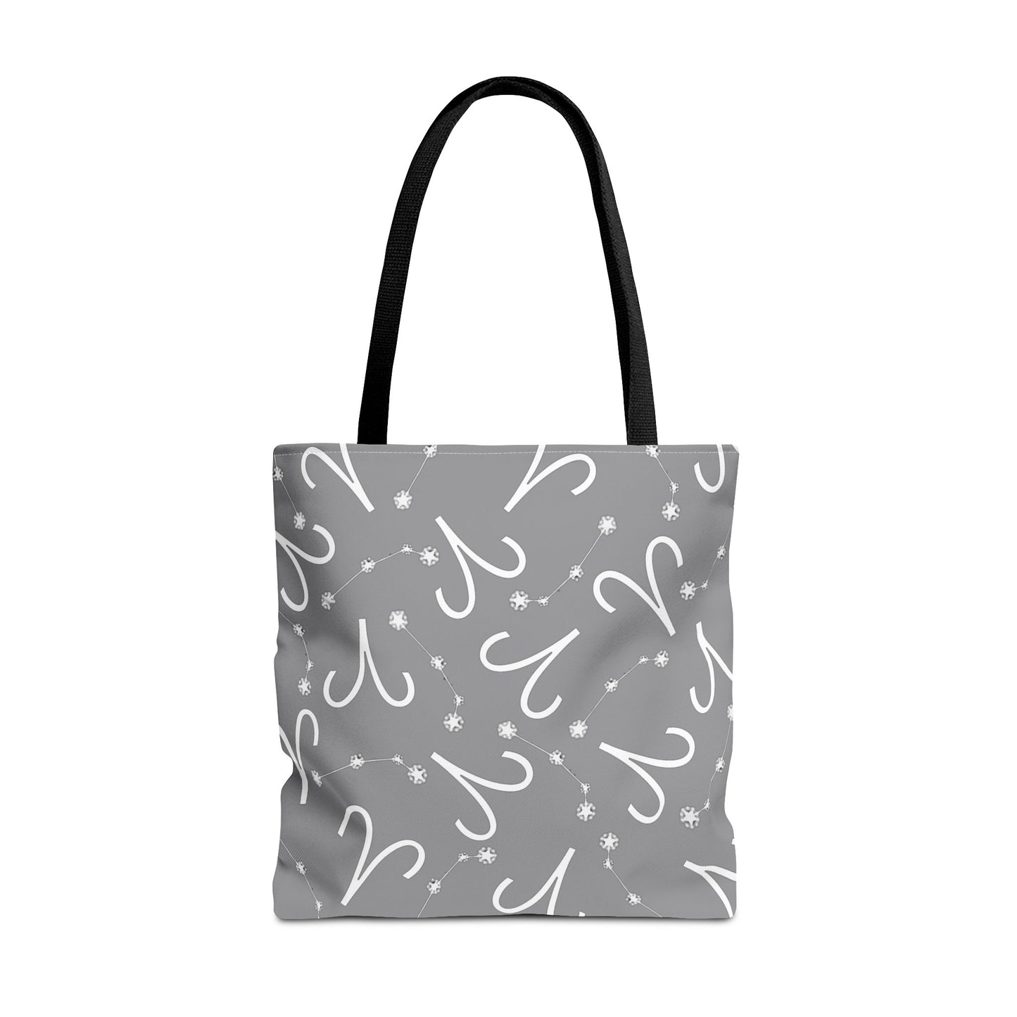 Tote Bag, Aries Zodiac Sign, AOP, (Grey, White)