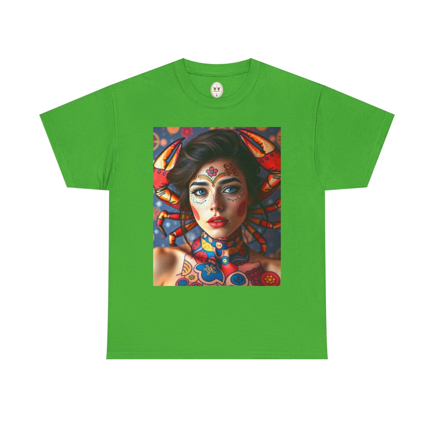 Unisex Heavy Cotton T-Shirt, Cancer, Zodiac v1, Sexy Art