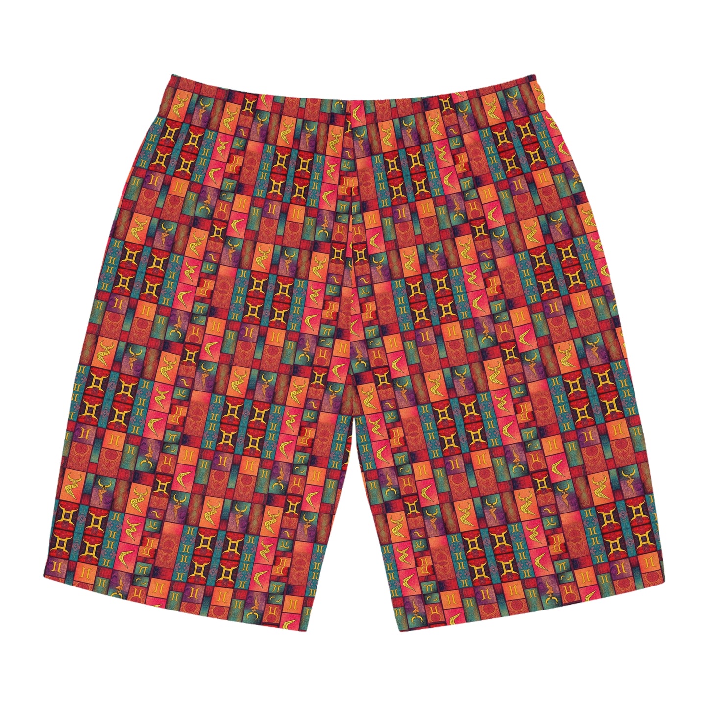 Men's Board Shorts, (AOP), Gemini, Zodiac, Shape Pattern