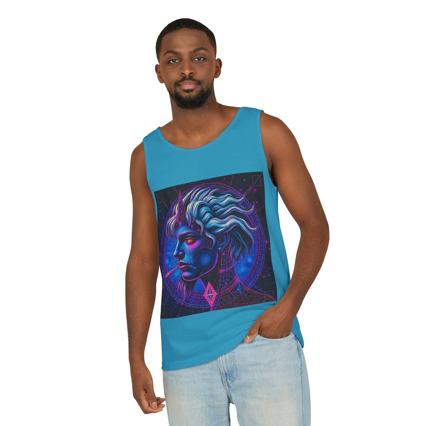 Unisex Garment-Dyed, Tank Top, Gemini, Pop Art v1, 100% US cotton