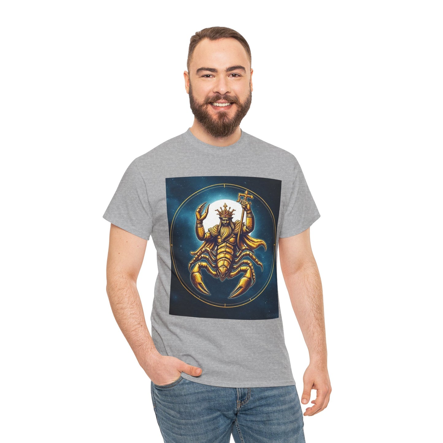 Unisex Heavy Cotton T-Shirt, Moon v1, Scorpio Zodiac Design