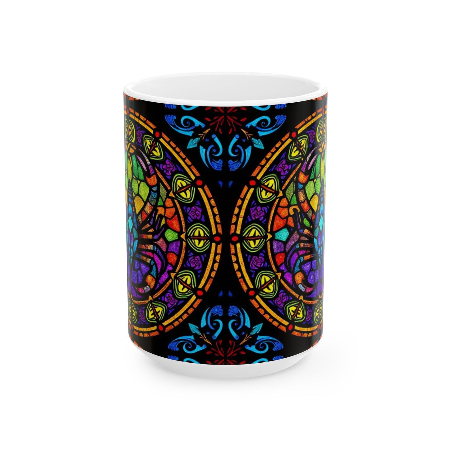 Ceramic Mug, (11oz, 15oz), Ceramic Coffee Mug, AOP, Glass Design v1, Scorpio Zodiac