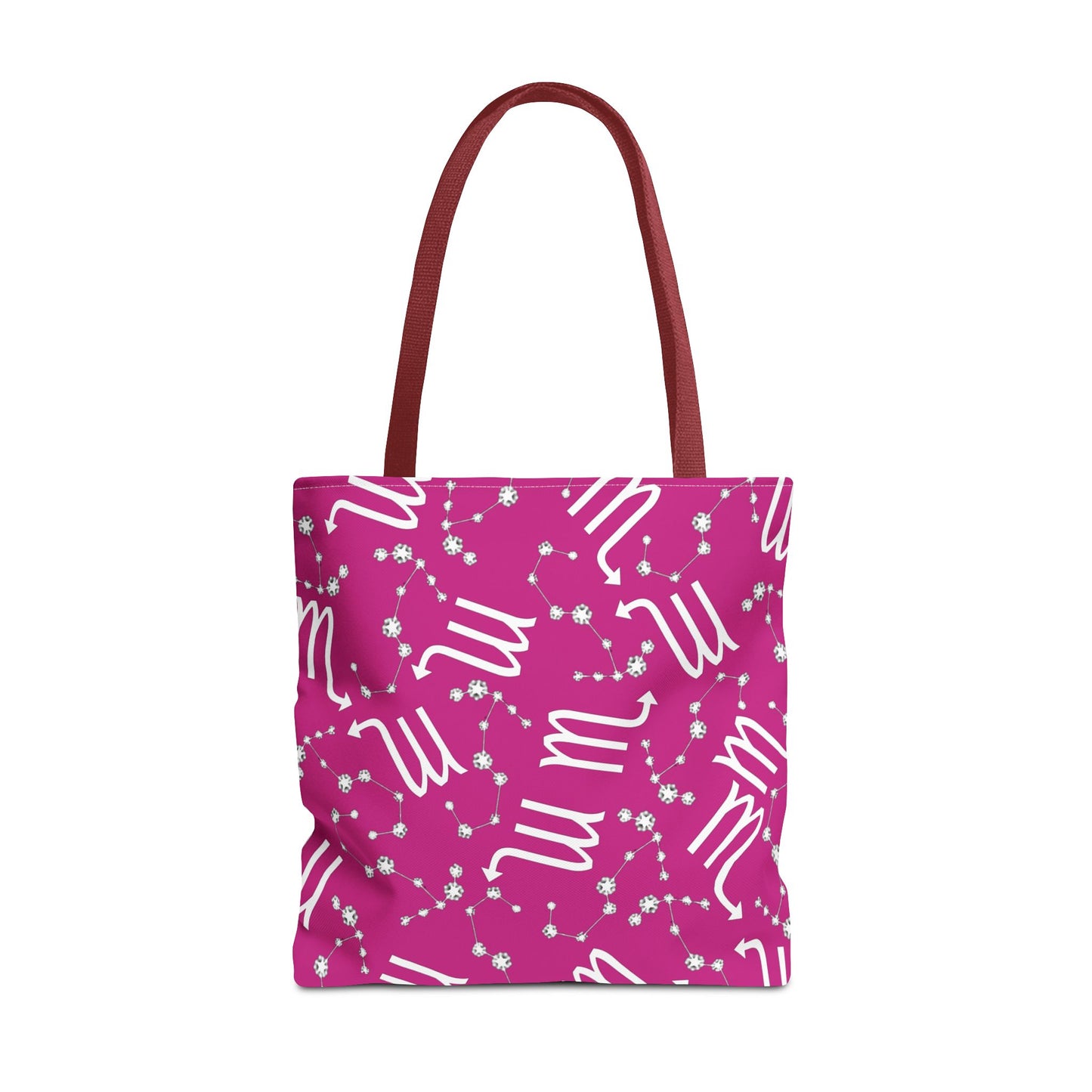 Tote Bag, Scorpio Zodiac Sign, AOP, (Pink, White)