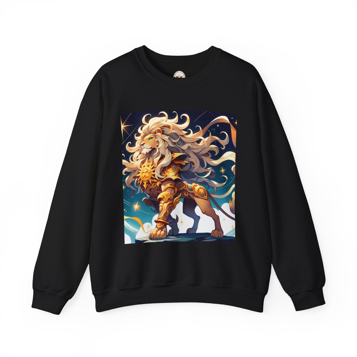 Unisex Heavy Blend™ Crewneck Sweatshirt,Cool Lion with White Hair, Leo Zodiac Design