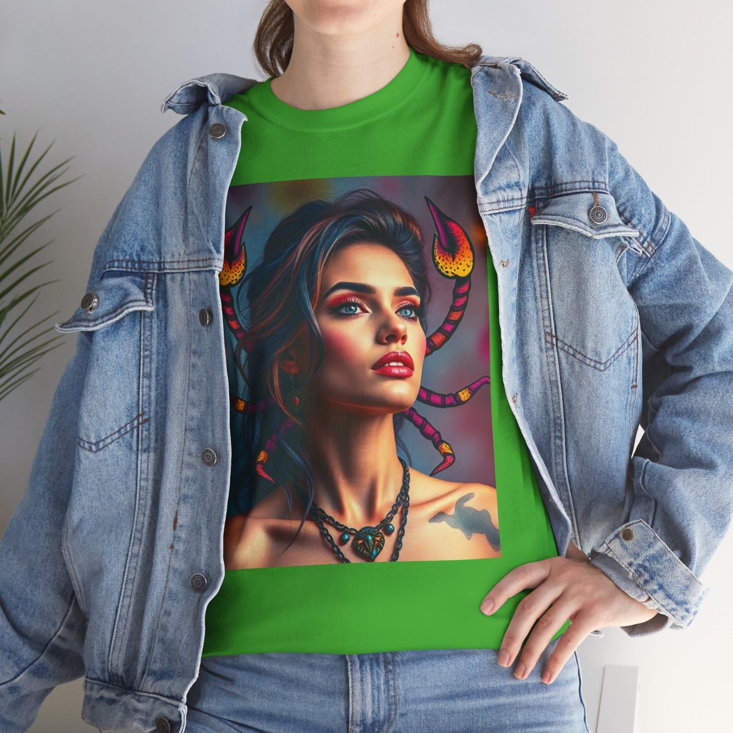 Unisex Heavy Cotton T-Shirt, Scorpio, Zodiac v2, Sexy Art