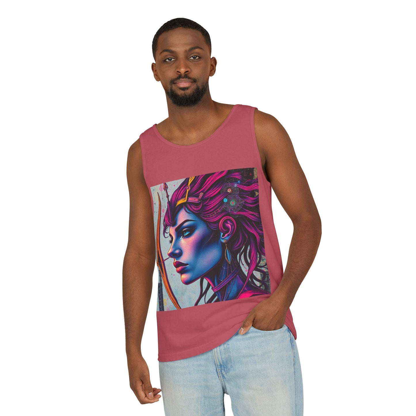 Unisex Garment-Dyed, Tank Top, Sagittarius Design, Pop Art, 100% US cotton