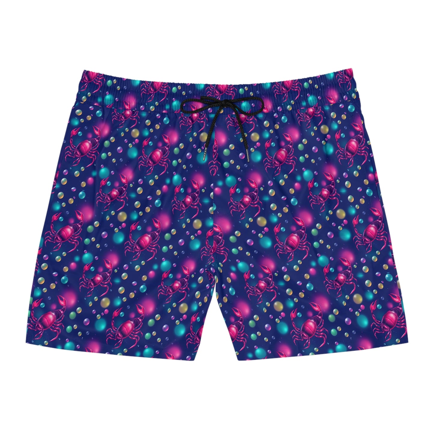Men's Mid-Length Swim Shorts, (AOP), Scorpio, Zodiac v4, Bubble Pattern