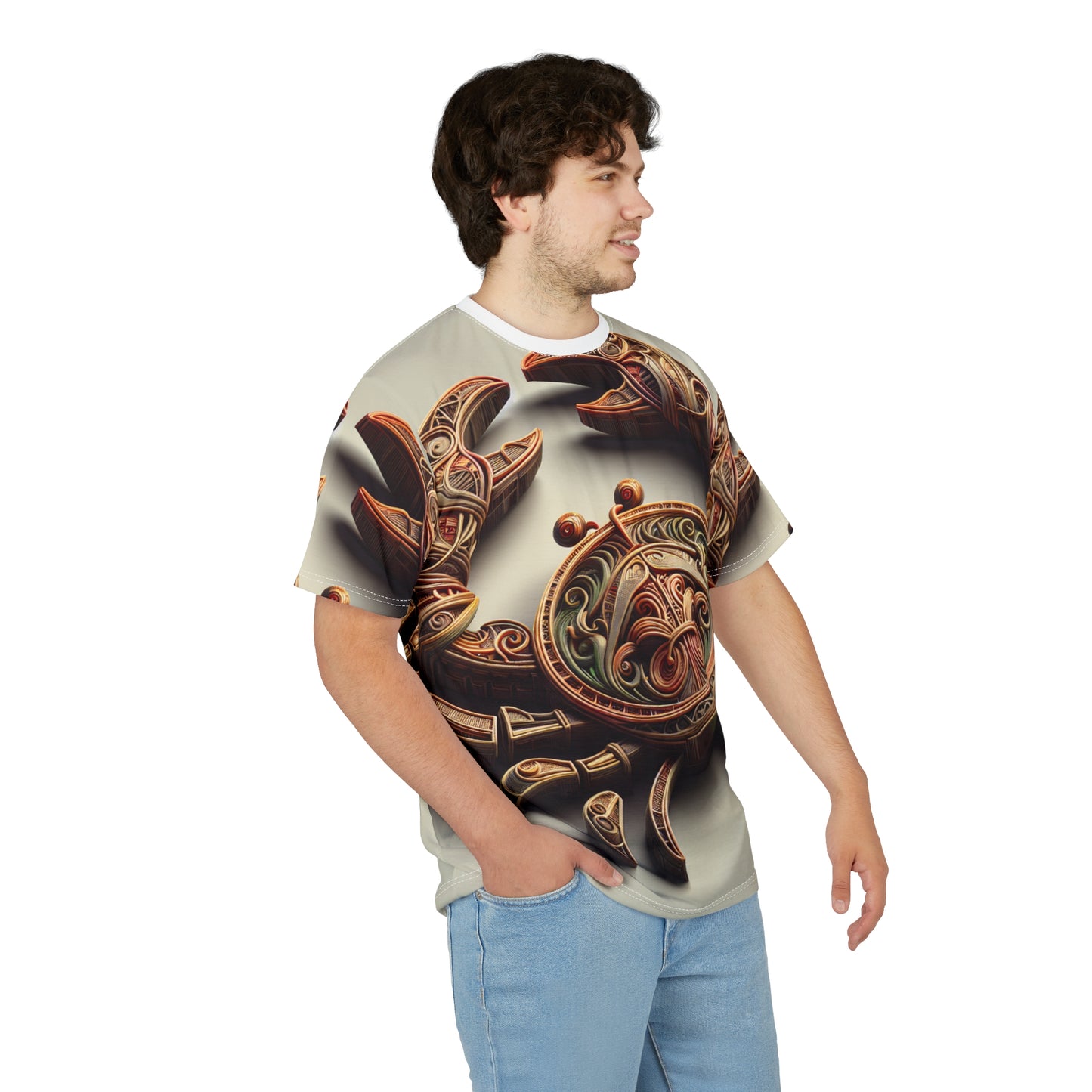 Unisex Cut & Sew T-Shirt (AOP), Artifact Crab, Cancer Zodiac Design, Regular fit, 100% Polyester