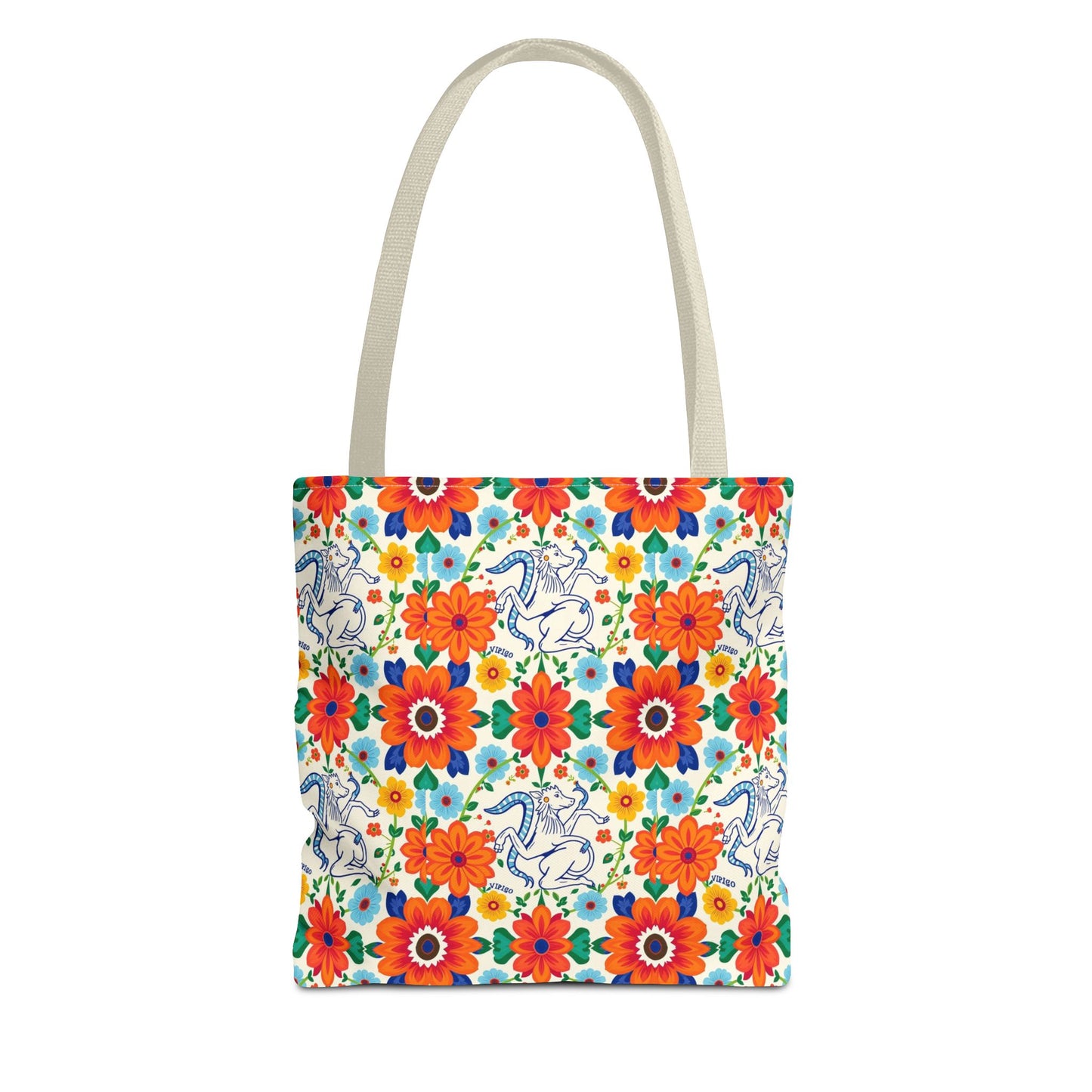 Tote Bag (AOP), Virgo, Zodiac v1, Flower Pattern