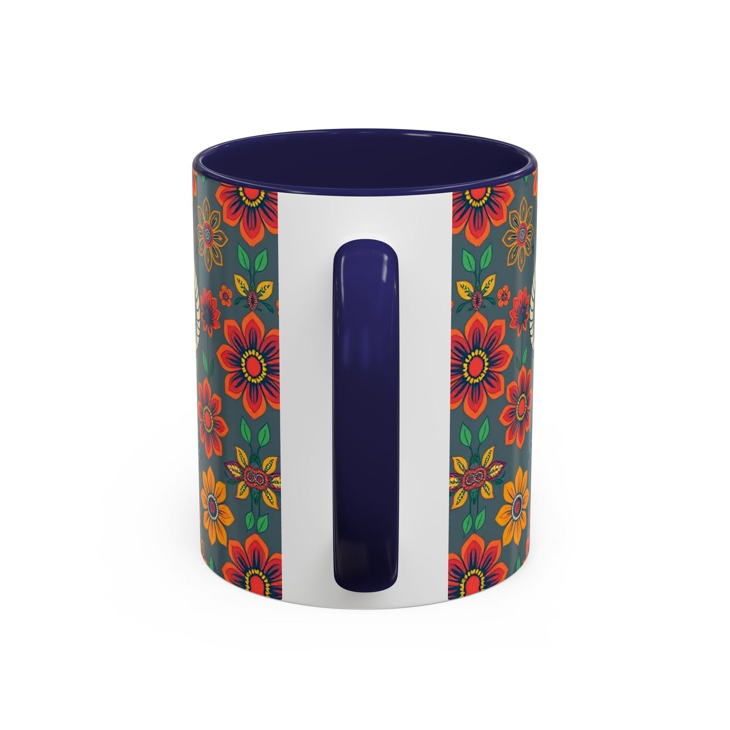Accent Coffee Mug, Aries, Zodiac v4, Flower Pattern, (11, 15oz)