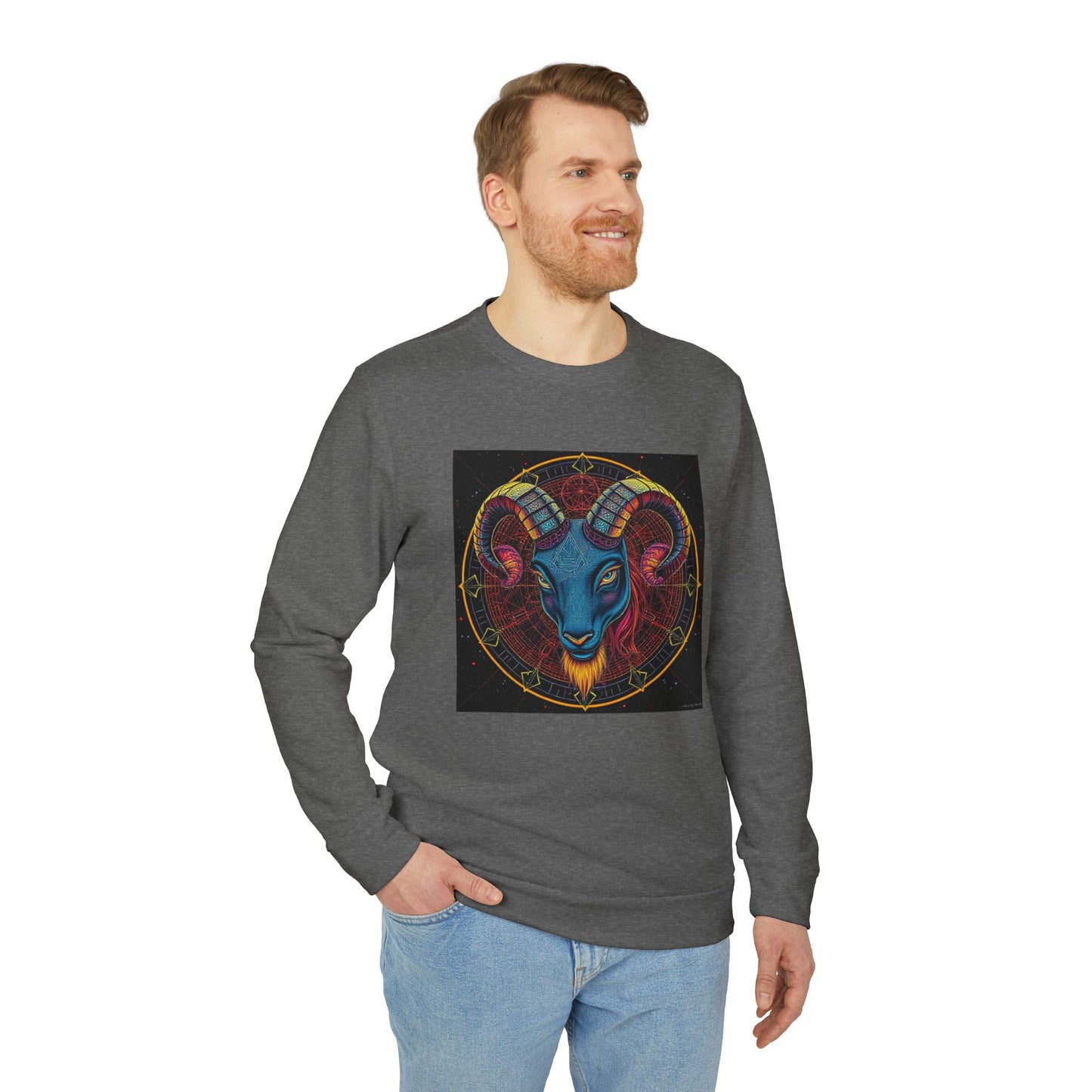 Adidas, Unisex Fleece Crewneck Sweatshirt, Aries, Pop Art v1, Zodiac