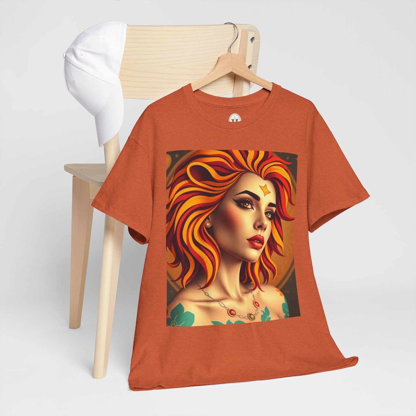 Unisex Heavy Cotton T-Shirt, Leo, Zodiac v3, Sexy Art