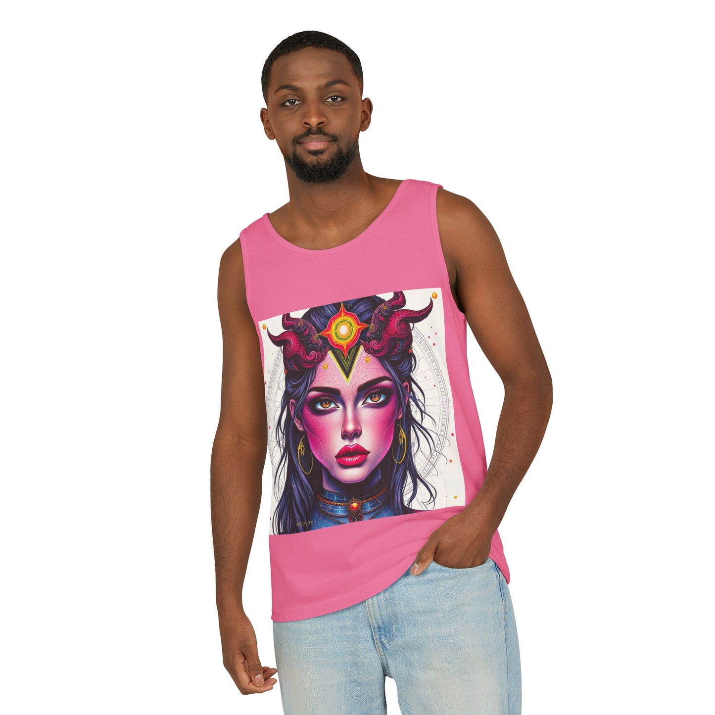 Unisex Garment-Dyed, Tank Top, Virgo Design, Pop Art, 100% US cotton