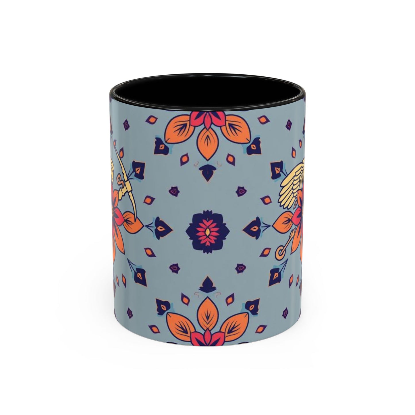 Accent Coffee Mug, Sagittarius, Zodiac v3. Flower Pattern, (11, 15oz)