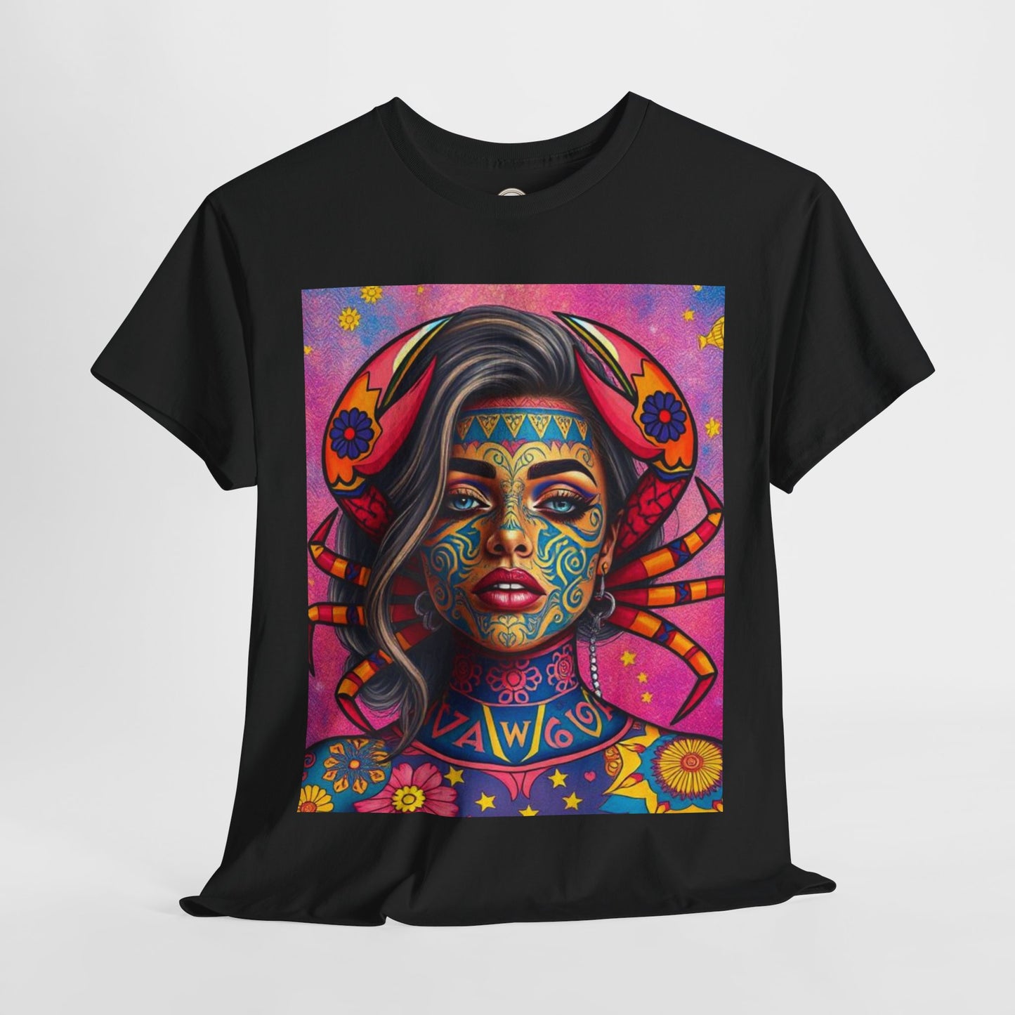 Unisex Heavy Cotton T-Shirt, Cancer, Zodiac v3, Sexy Art
