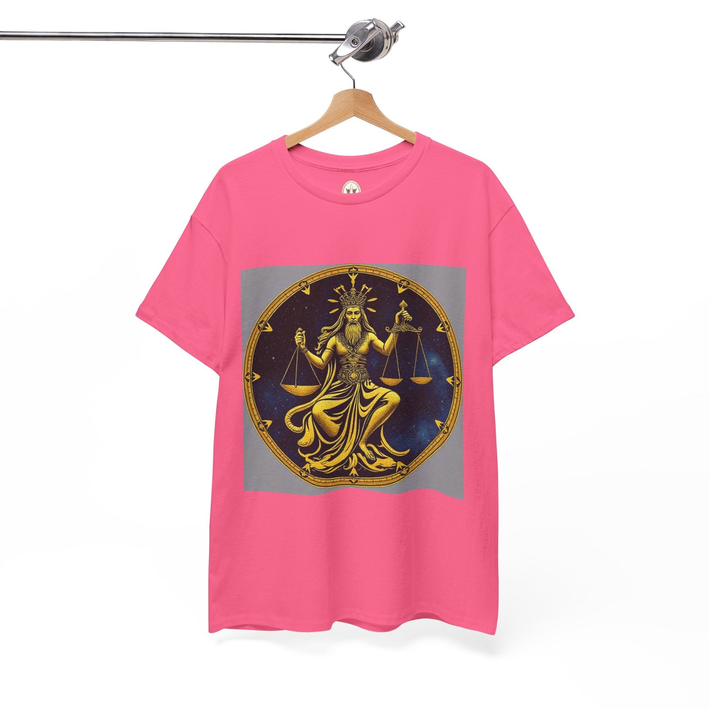 Unisex Heavy Cotton T-Shirt, Gold Libra God, Zodiac Design
