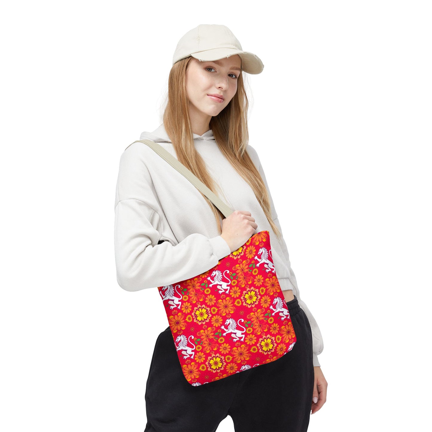 Tote Bag (AOP), Leo, Zodiac, Flower Pattern