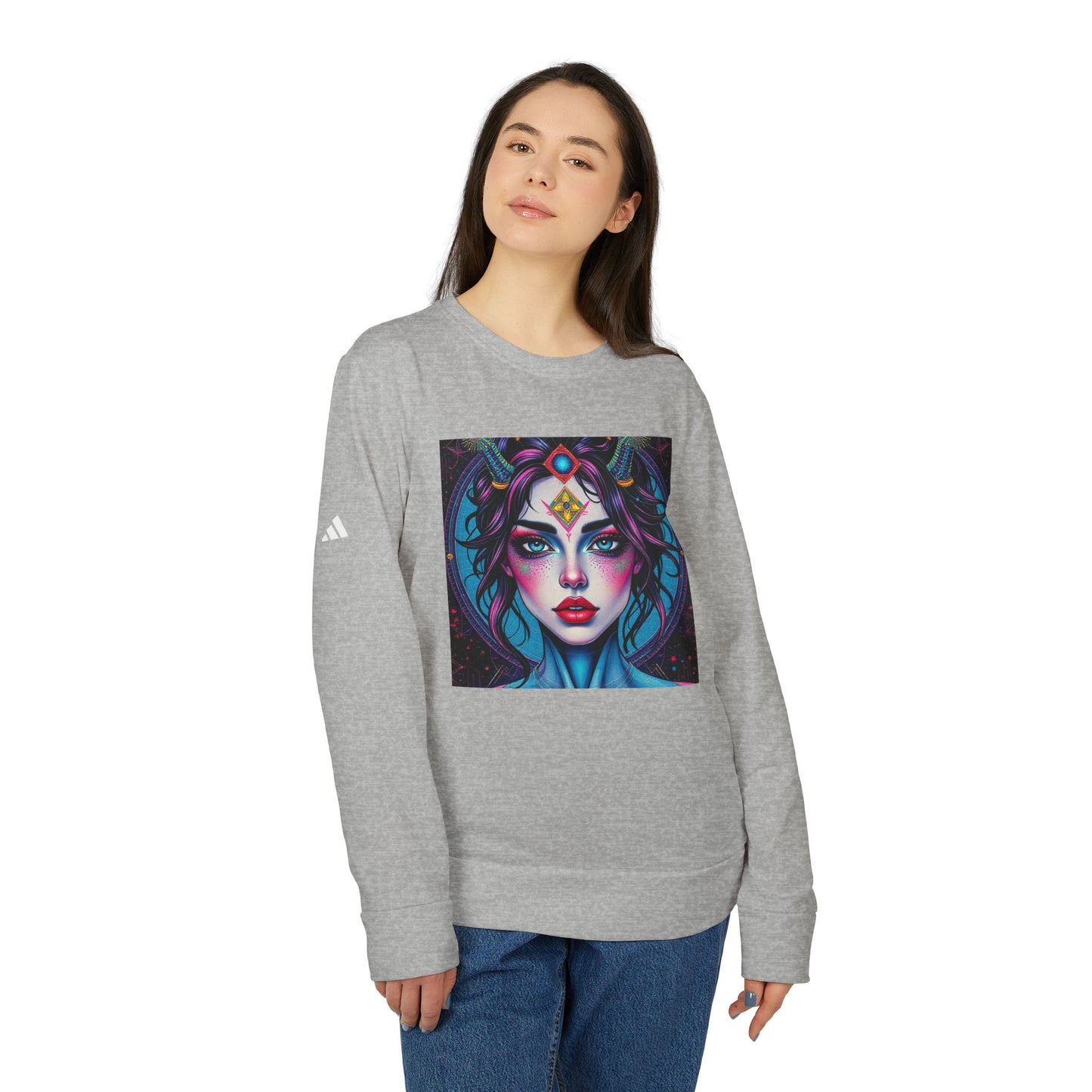 Adidas, Unisex Fleece Crewneck Sweatshirt, Aquarius, Pop Art, Zodiac