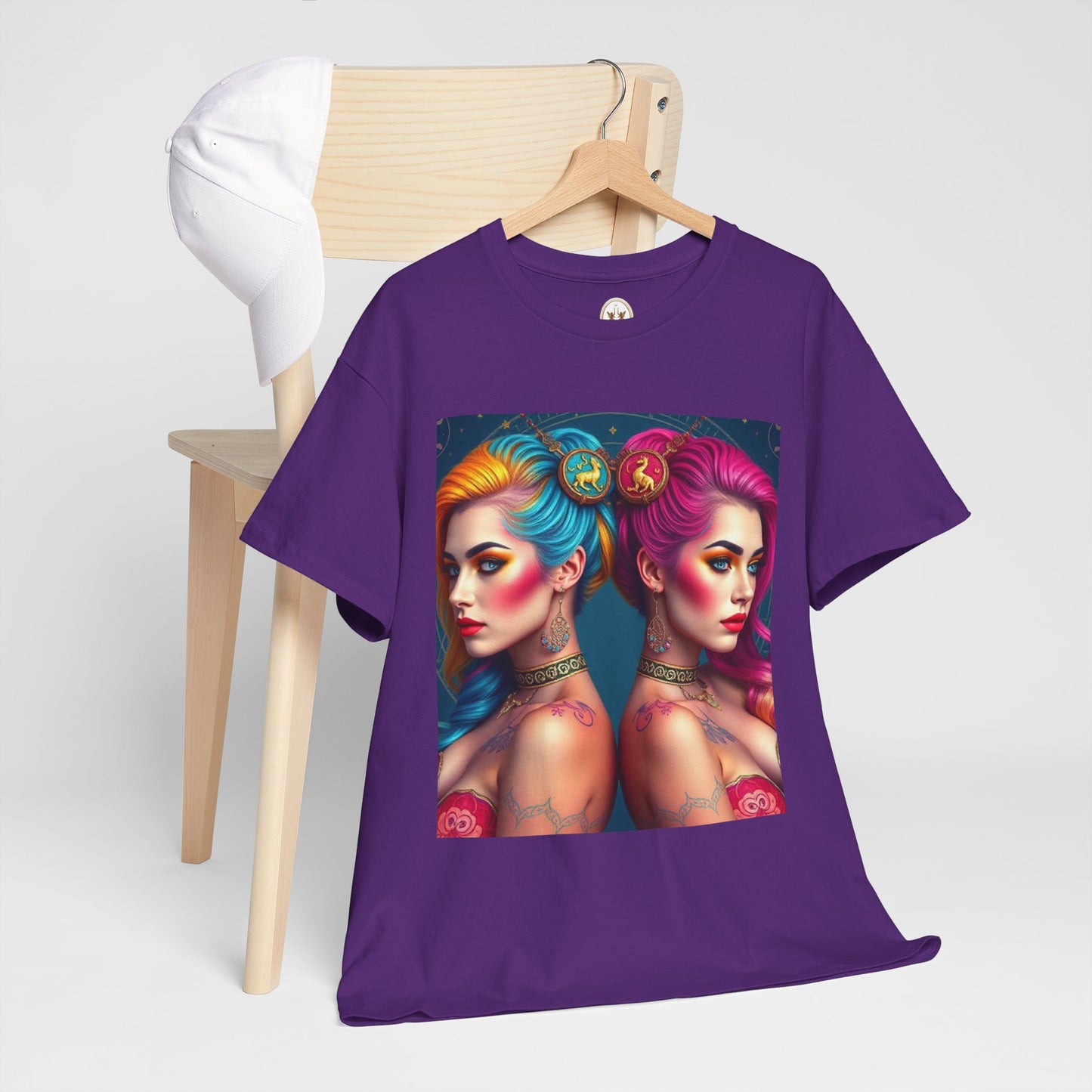 Unisex Heavy Cotton T-Shirt, Gemini, Zodiac v2, Sexy Art