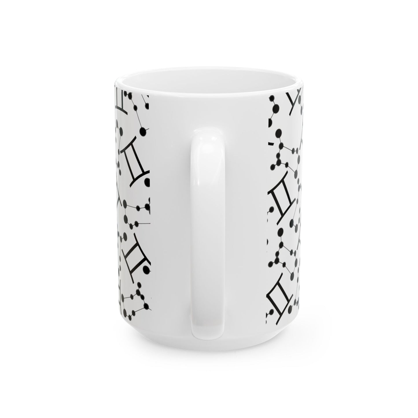 Ceramic Mug, (11oz, 15oz), Ceramic Coffee Mug, AOP, Constellation & Symbol, Gemini Zodiac Design
