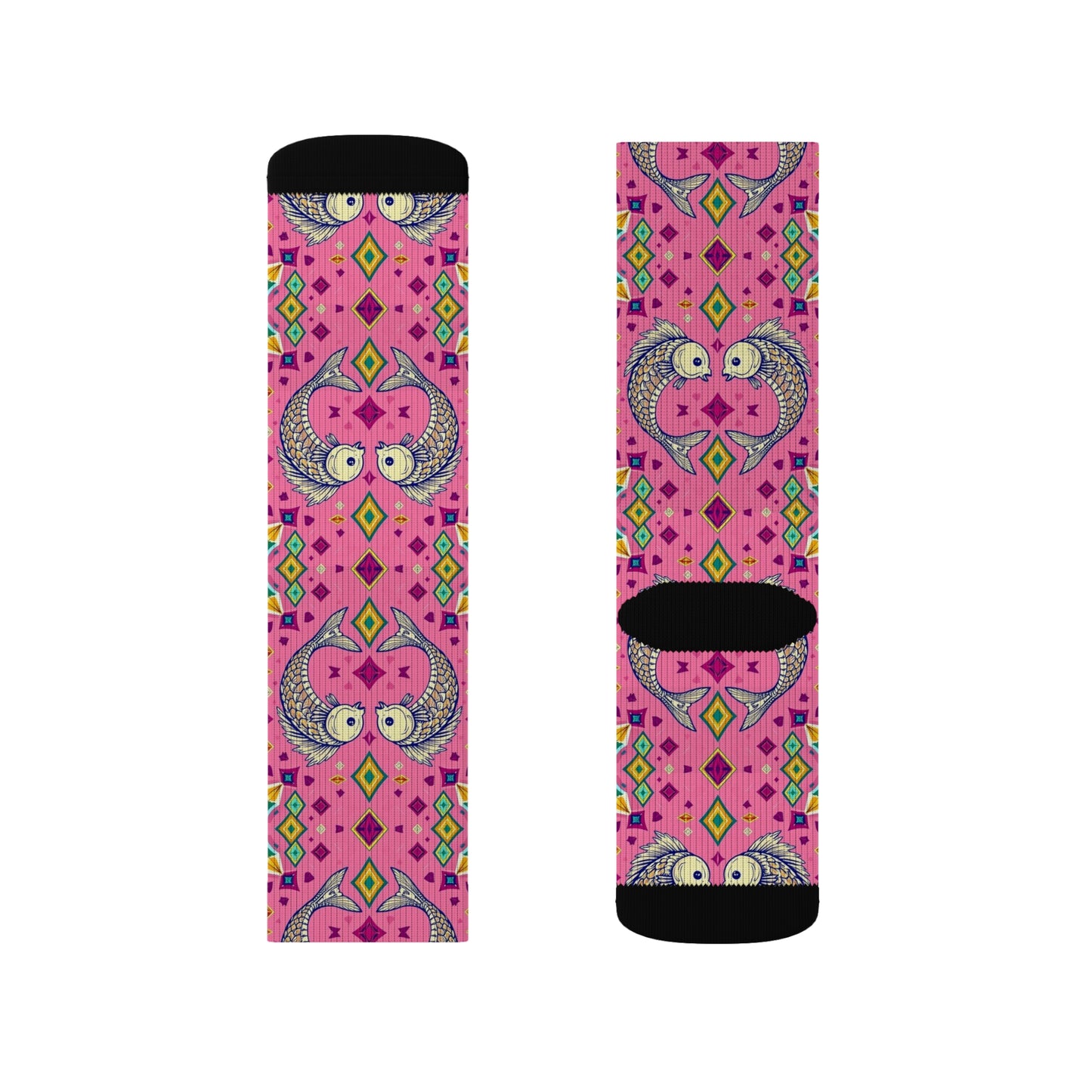 Sublimation Socks, Pisces, Zodiac v1, Jewel Pattern