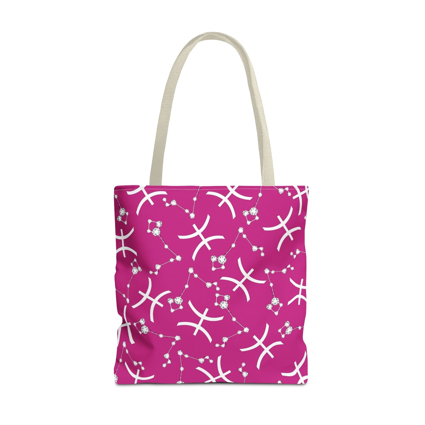 Tote Bag, Pisces Zodiac Sign, AOP, (Pink, White)