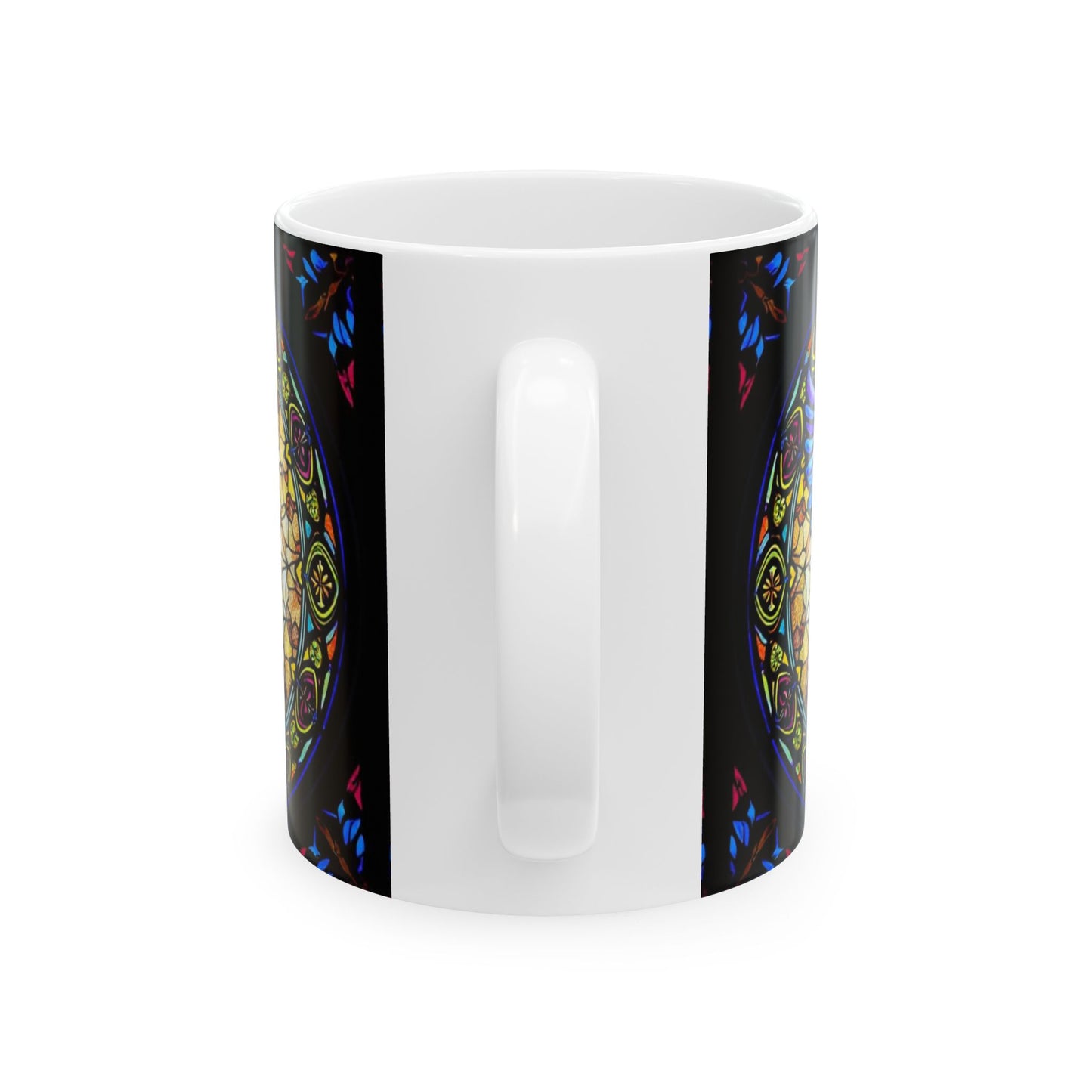 Ceramic Mug, (11oz, 15oz), Ceramic Coffee Mug, AOP, Glass Design v1, Virgo Zodiac
