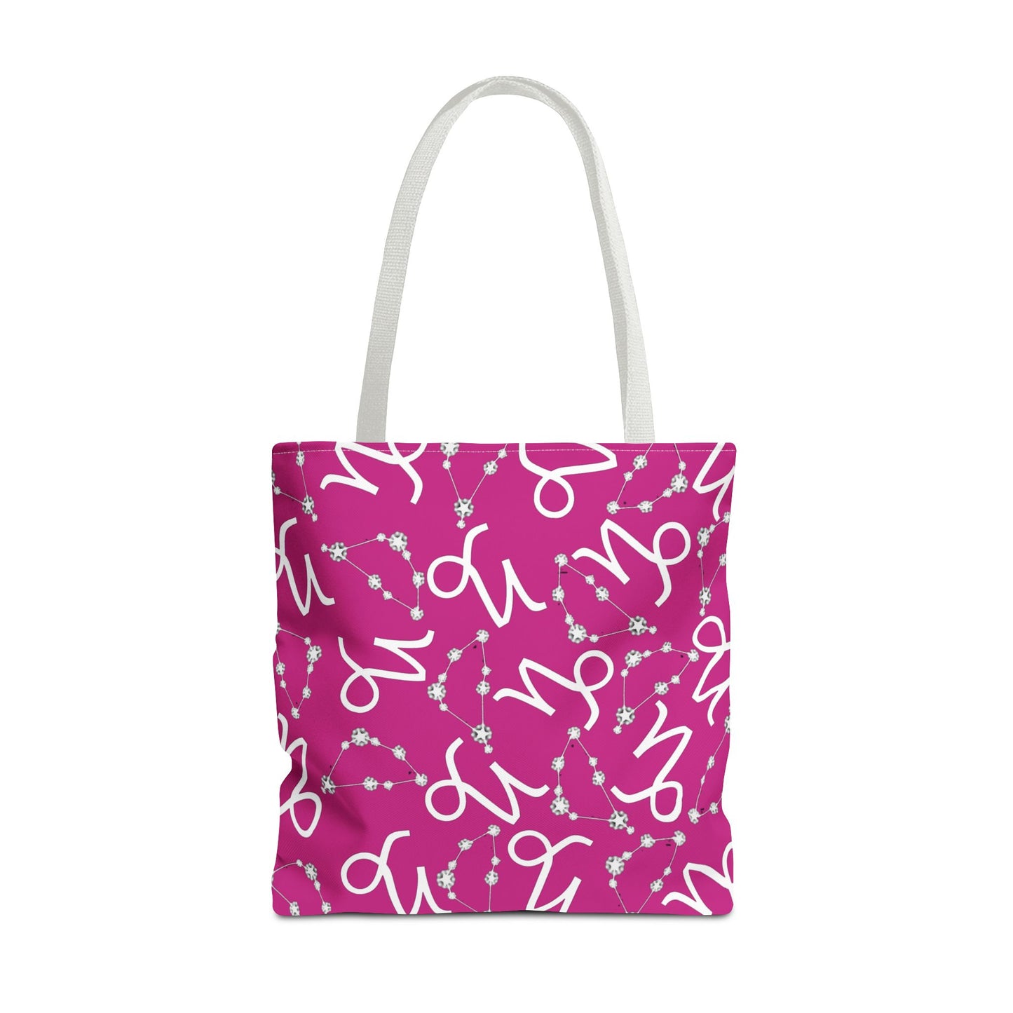 Tote Bag, Capricorn Zodiac Sign, AOP, (Pink, White)