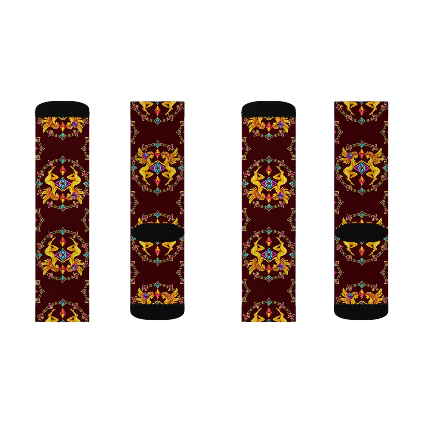 Sublimation Socks, Gemini, Zodiac v1, Jewel Pattern