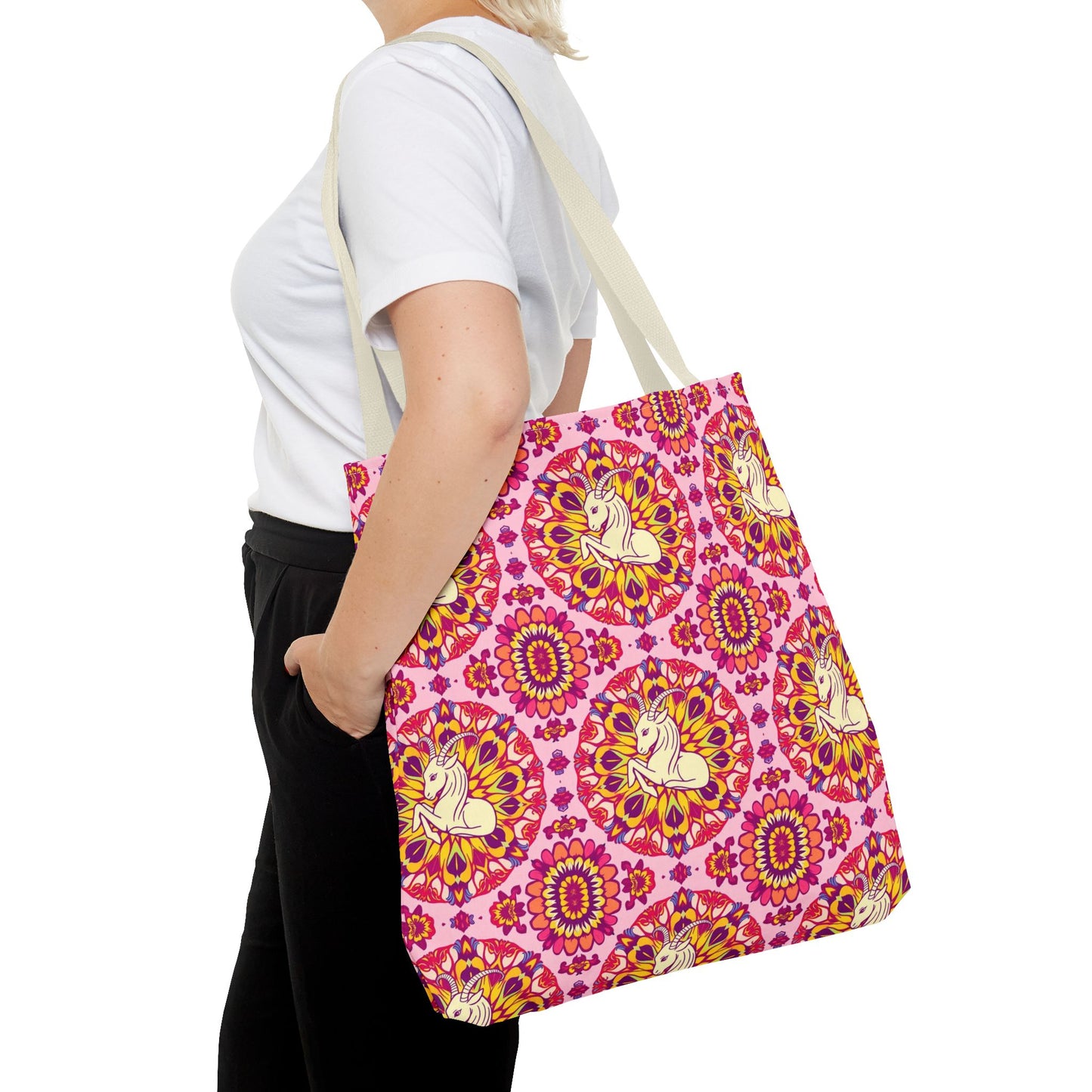 Tote Bag, (AOP), Capricorn, Zodiac v1, Flower Pattern