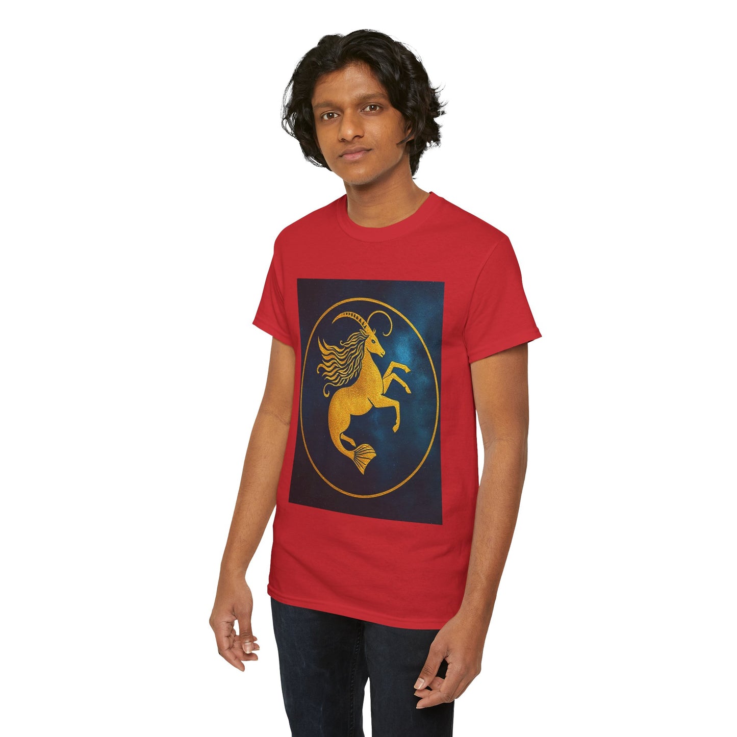 Unisex Heavy Cotton T-Shirt, Capricorn Animal v3, Symbol, Zodiac Design