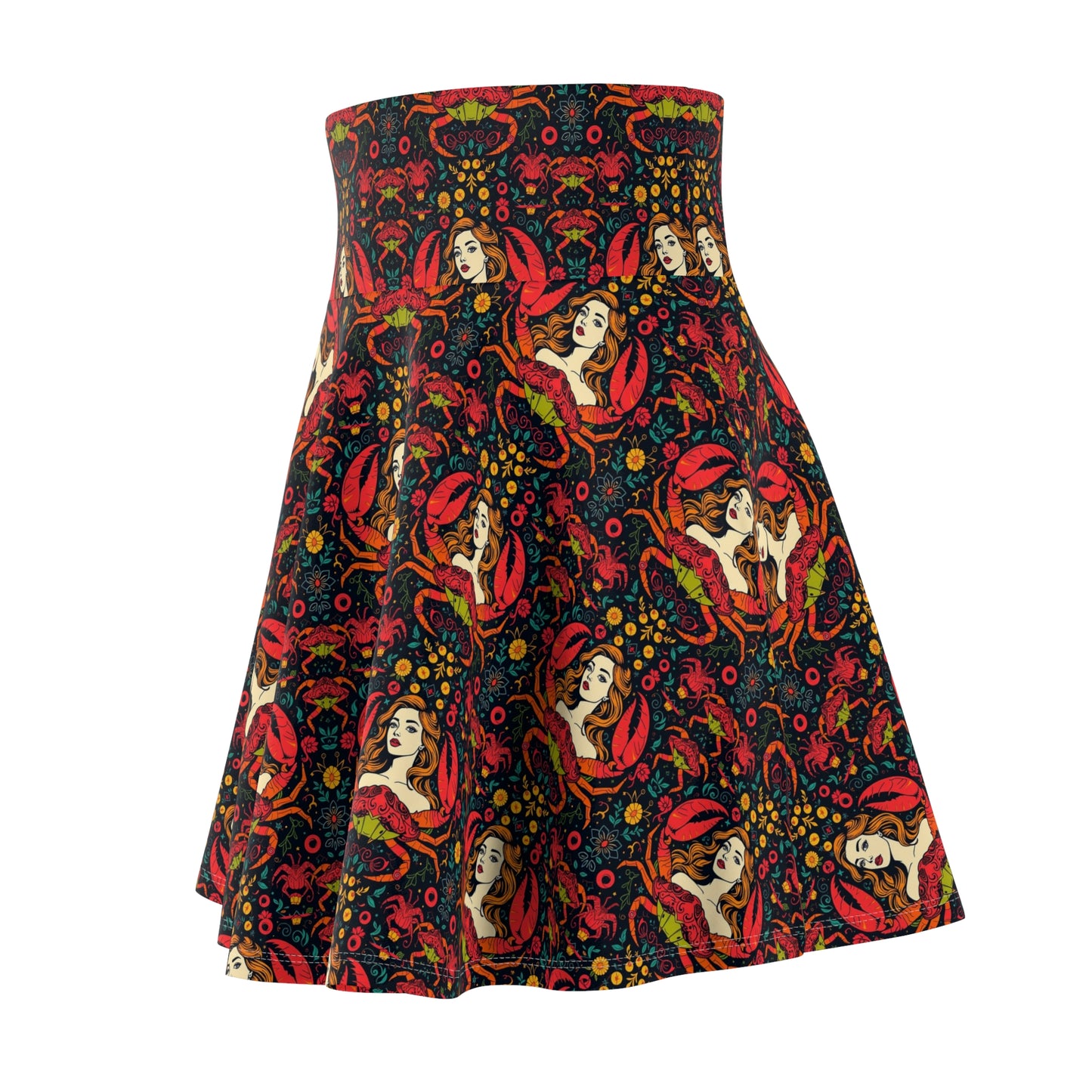 Women's Skater Skirt, (AOP), Cancer, Zodiac v2, Sexy Pattern