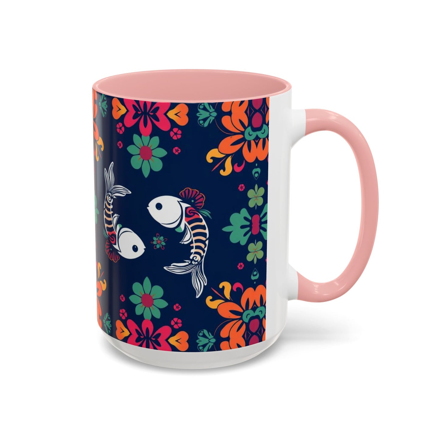 Accent Coffee Mug, Pisces, Zodiac. Flower Pattern, (11, 15oz)